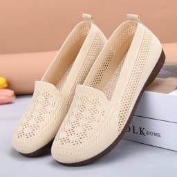 Women's Summer New Mesh Shoes with Soft Sole and Shallow Mouth, Lazy Casual Shoes, Breathable Mesh Fabric, Mother's Shoes