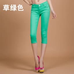 Slim Fit Candy Colored 7/9 Length Pants Women's Summer Thin Elastic Trousers Cotton Blend Base Layer Pants for Young Women
