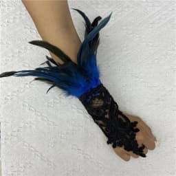 1PC Sexy Lace Feather Gloves Gothic Mesh Sleeve Halloween Party Wedding Stage Dance Performance Sleeve Wrist Cuffs Gloves