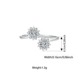 Bamoer 925 Sterling Silver Ice Flower Jewelry Set Double Snowflakes Open Ring Spring Hoop Earrings for Women Sparkling Gift