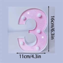 1PC 16cm Pink Glitter LED Letter&Number Lights Battery Powered Decorative Lights For Wedding,Proposal,Birthday,Party,Photo Props