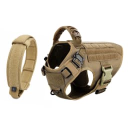 Dog Harness Collar Set Adjustable Tactical Dog Vest Harness And Durable Nylon Dog Collar Combo For Small Medium Large Dogs Outdoor Walking Training