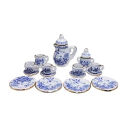 1set 1:12 Dollhouse Miniature Ceramic Brown Rose Teapot Tea Set Wine Set Tableware Mini Tea Cup Wine Glass Model Decor Toy