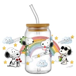 cartoon dog pattern 16OZ UV DTF Cup Wrap Stickers Waterproof Durable DIY Snoopy Design For Libbey Glass Home decoration
