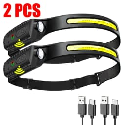 LED Sensor Headlamp Camping Search Light Head Flashlight USB Rechargeable Powerful Lamp Front Lanterns Headlights 6 Styles