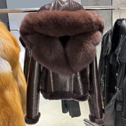 YOLOAgain 2025 Winter Warm Hooded Suede Shearling Jacket Coat Women Real Fox Fur Jacket