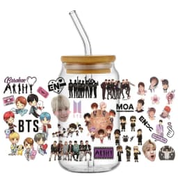 Korean Popular Music Group UV DTF Bottle Stickers Glasses Cup Transfer Stickers DIY Stationery Computer Waterproof Sticker