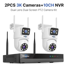 Hiseeu H.265 10CH NVR 3K 6MP Surveillance System Dual Lens Smart PTZ IP Camera Color Night Vision Auto Tracking WiFi CCTV System