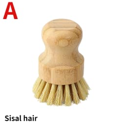 Bamboo Dish Scrub Brush Soap Dish Kitchen Wooden Dish Scrubber Cleaning Brush for Washing Dish Cast Iron Pan Pot