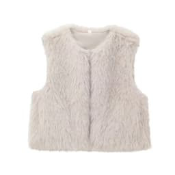 Guobioziy Women's Cardigan Vest Jacket Solid Color Coat Vest Street Style Fashion Solid Color Sleeveless Faux Fur Vest