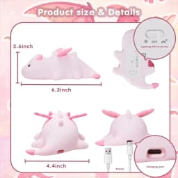 Milk Dragon Night Light for Kids, Cute Dinosaur Lamp Gifts Dimmable Silicone Magnetic Bedside Lamps, Rechargeable Squishy