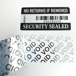 100pcs 40x20mm WARRANTY VOID IF REMOVED SECURITY SEALED BAR-CODE Vinyl Label Double Serial Numbers Sticker Tamper Evident