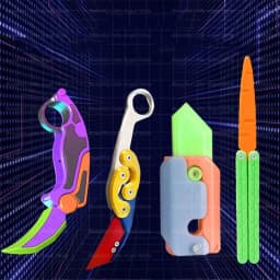 New 3D Mini Butterfly Knife Printing Gravity Knife Cub Jumping Small Radish Knife Mini Model Pendant Push Card Decompression Toy