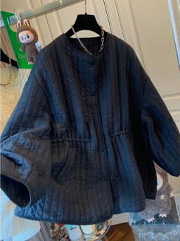 Retro Quilted Cotton Jacket Women's Winter Thickened Warm round Neck Loose Fit Versatile Cotton Coat Stylish Small Cotton Padded