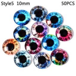50Pcs Glass Eyes Cabochons Round 8MM-10MM Round Dome Dragon Eye Animal Eye For Craf DIY Jewelry Accessory MIX Pupil Eye Cameo