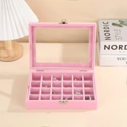 New Transparent Window Large Capacity 24 Grid Jewelry Storage Box, Simple And High-end Ring Necklace Jewelry Storage Display Box