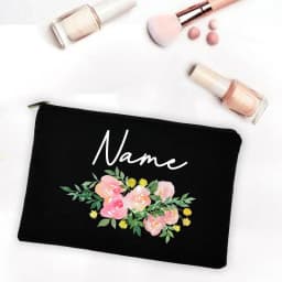 Bridesmaid Teacher Mother Gift Personalized Custom Name DIY Wedding Party Canvas Makeup Case Cosmetic Bags Zipper Toiletry Pouch