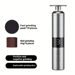 3-Speed Speed Adjustment, LCD Display Screen, 16 Interchangeable Heads for Home/Foot and Hand Care, Fast Charging