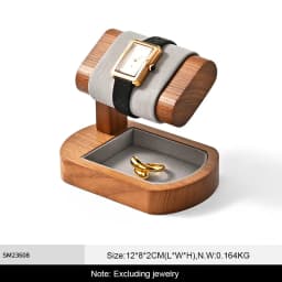 WoodTen Solid Wood Watch Display Stand with Drawers Double Layered Watch Necklace Bracelet Organizer Rack Jewelry Bracelet Stand