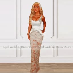 Modern Customized Ivory Wedding Dress For Women Strapless Sheath Wedding Gown Sleeveless Beading Floor Length Bridal Gown