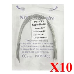 10pack AG Dental Arch Wires Orthodontic Super Elastic NITI Round Rectangle Archwire Lower/Upper 012/014/016/018/020/16x16/16x22