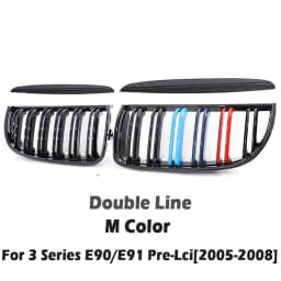 Carbon Fiber Chrome M Color Chrome Gloss Matte Black Grille Kidney Grill For BMW 3 Series E90 E91 Pre-Facelift 2005-2008 320 330