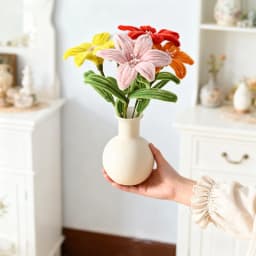 5Pcs Lily DIY Artificial Flower Chenille Stem Fluffy Wire Pipe Cleaners Twist Stick Children Educational Toys Creative Handcraft