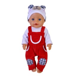 Doll Clothes for 17 Inch Dolls Overalls New Born Baby Doll Outfit with Hat Fit 40-43cm Doll Girl Accessories Gift