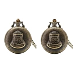 Vintage Bronze Quartz Pocket Watch Hell Bell Pattern Pendant Jewelry Chain Watch Men Women Clock Gift Collection