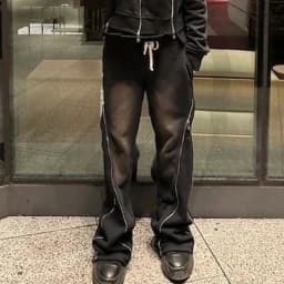 Autumn Winter Vintage Design Zipper Stitching Couples Slacks Sports EMO Men Women Pants Hip Hop Rock High Street Loose Trousers