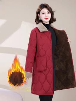 Thickened Fleece Cotton Jacket Coat for Mom Winter New Arrival 2025 Mid-Length Warmth Women's Fashion Outerwear Coat