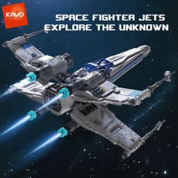 KAVOWORLD 1271pcs X-Wing Space Fighter Building Blocks Set with LED Light Up Mechanical Linkage Transformable Starship Bricks Retractable Landing Gear Display Model Construction Toy Space Vehicle with Pilot Bricks Gift for Adults Teens Space Birthday