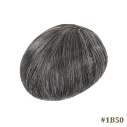 0.08-0.10MM Full Skin PU Toupee For Men V Loop Human Hair Men's Wigs #1B Men Capillary Prosthesis Hair Unit Replacement