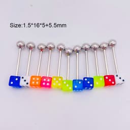 10 Pcs Tongue Nail Puncture Dice Ball Stripe Piercing Pin Ear Studs Screw Dice Female Earrings Lip Nails Piercing Body Jewelry