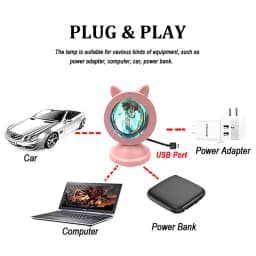 Mini Animal USB Sunset Lamp Led Projector Night Light Table Cat Style Atmosphere Home Bedroom Background Wall Decoration Gift