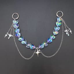 Iridescent Detachable ITA Bag Double Chain Star Heart Pendant DIY Bag Decorative Chain Pain Bag Charm Fashion Waist Chain