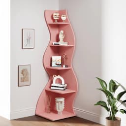 Tribesigns Modern 5-Tier Wall Corner Bookshelf, Stylish Corner Small Bookcase Storage Rack Plant Stand with Unique