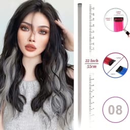 VEYDA Colored Party Highlights Clip in Hair Extensions for Girls 22 Inches Omber Colors Straight Hair Synthetic Hairpieces