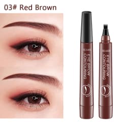 4 Point Eyebrow Pencil Black Brown Waterproof Microblading Liquid Eyebrow Pen Makeup Long Lasting Cosmetic 4 Points Eye Brow Pen