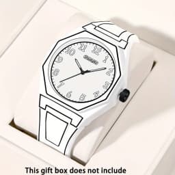 Preppy Style Quartz Wrist Watch - Round Dial, Electronic Drive, Silicone Strap, Unisex