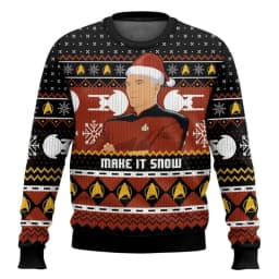 Jean-Luc Picard Star Trek Christmas Style Anime Movie Crew Ugly Christmas Hoodie Cosplay Costume Men's and Women's Fashion Top