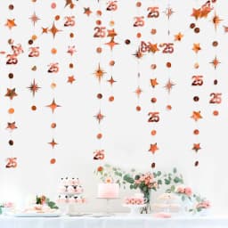 13Ft Rose Gold 14th 13th Birthday Party Decorations 18th Circle Dot Star Garlands Hanging Streamers for Sweet 16 Girls Supplies