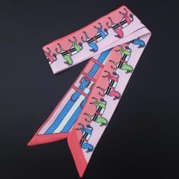 Elegant Printed Pony Design Simulated Silk Scarf Womens Shawl Multi Purpose Binding Ribbon Decoration Wholesale  Accessory