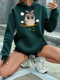 Basic Polyester Hoodie Alphabet Print 100_ Polyester Women Autumn and winter Comfortable Pullover Crewneck Loose Female Clothes