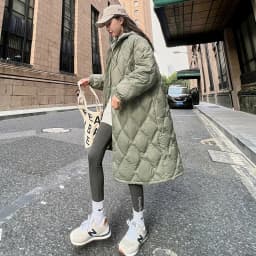 2025 Autumn Winter New Down Cotton Jacket Women's Long Over Knee Loose Jacket Diamond Grid Quilted Jacket Fake Two-Piece Parka