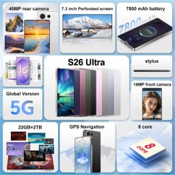 K-Touch Mobile Phones For S26 Ultra Android 15 Smartphone Global Version 5G Dual Card Dual Standby Cell phone 7.3 Inch 16+48MP Camera 7800mAh Battery Face Unlocked Cellphones