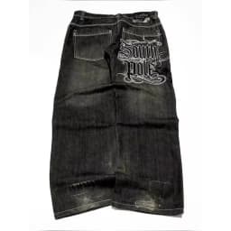 Y2K New Retro Centipede Embroidery Pattern Washed Oversized Wide-Leg Pants Street Gothic Harajuku Floor Pants For Men and Women