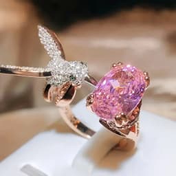 Huitan Aesthetic Flower Adjustable Finger Ring Female Brilliant Zirconia Jewelry for Engagement Ceremony Delicate Accessories