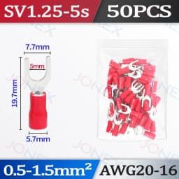 50PCS Fork Crimp Terminals Electrical Wire Connectors M4/M5/M6 U Type Insulated Spade Lugs For Quick Splicing Cables Connection