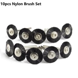 CMCP 10pcs 22mm Polishing Wire Brush Set 3.0mm Shank Stainless Steel/Nylon/Brass for Polishing Grinding For Dremel Rotary Tools